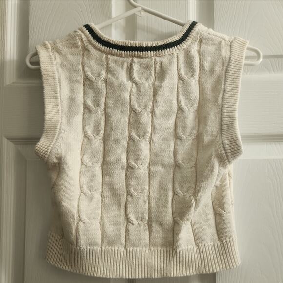 Womans Land Rover V Neck Pullover cotton Vest cream Pacsun Size Small Crop - Picture 2 of 5